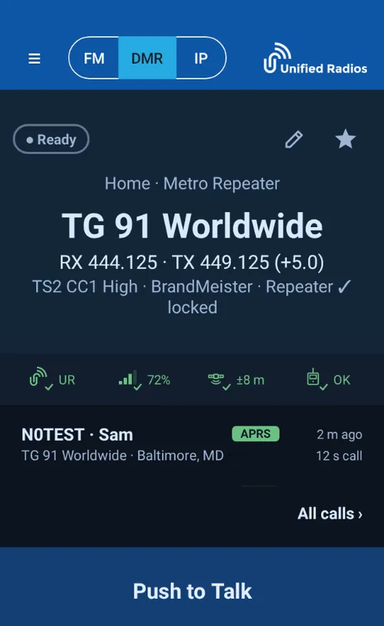 The radio face in the Unified theme