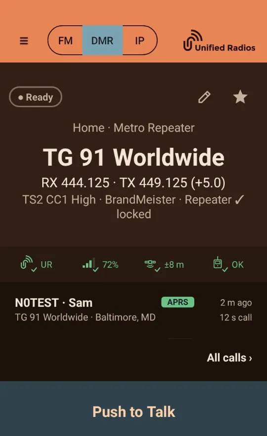 The radio face in the Copper theme